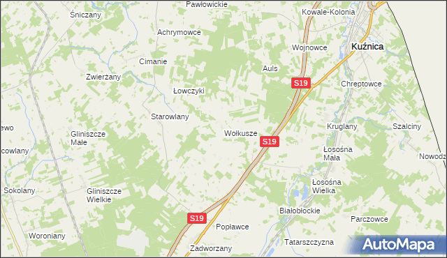 mapa Wołkusze, Wołkusze na mapie Targeo