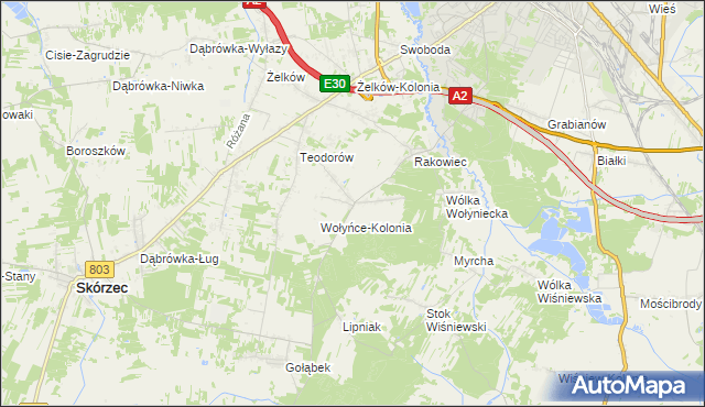 mapa Wołyńce gmina Siedlce, Wołyńce gmina Siedlce na mapie Targeo