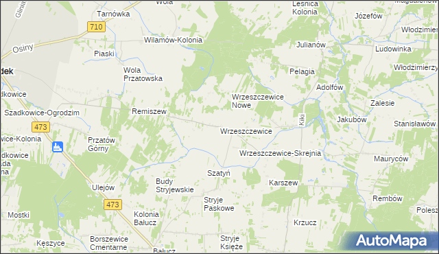 mapa Wrzeszczewice, Wrzeszczewice na mapie Targeo