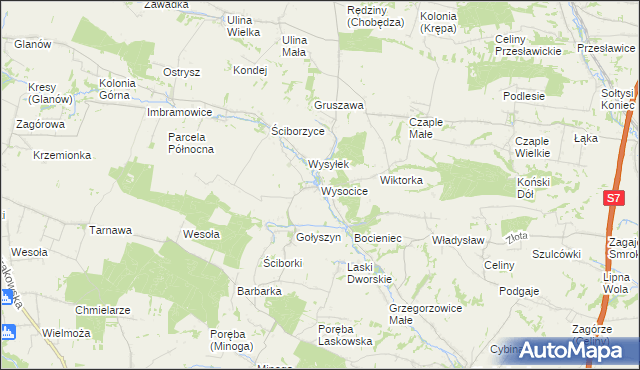 mapa Wysocice, Wysocice na mapie Targeo