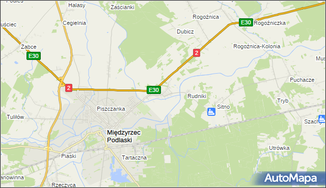 mapa Wysokie gmina Międzyrzec Podlaski, Wysokie gmina Międzyrzec Podlaski na mapie Targeo