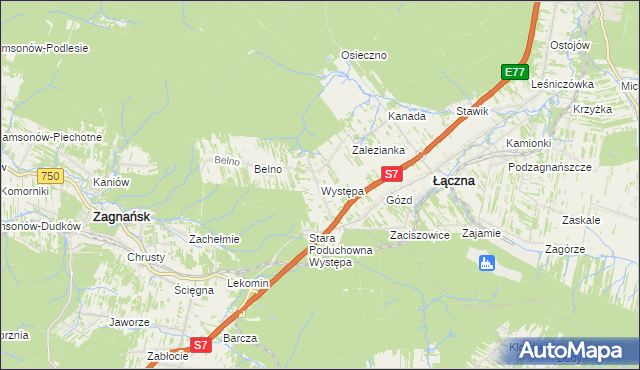 mapa Występa, Występa na mapie Targeo