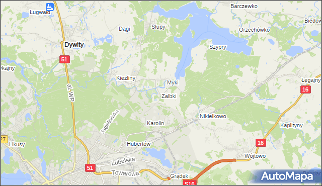 mapa Zalbki, Zalbki na mapie Targeo