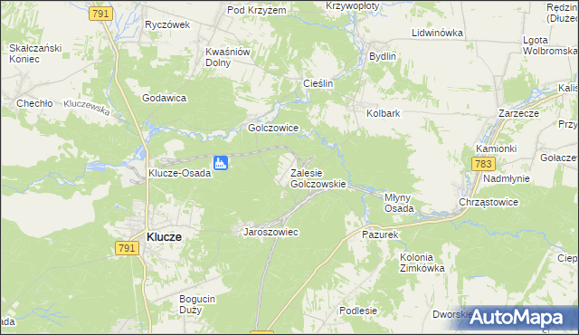 mapa Zalesie Golczowskie, Zalesie Golczowskie na mapie Targeo