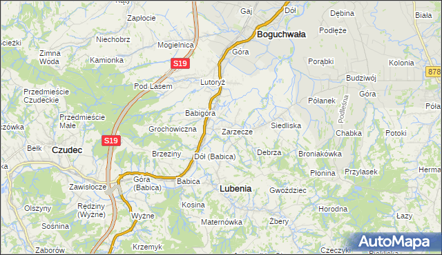 mapa Zarzecze gmina Boguchwała, Zarzecze gmina Boguchwała na mapie Targeo