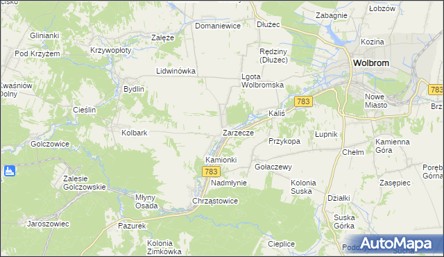 mapa Zarzecze gmina Wolbrom, Zarzecze gmina Wolbrom na mapie Targeo