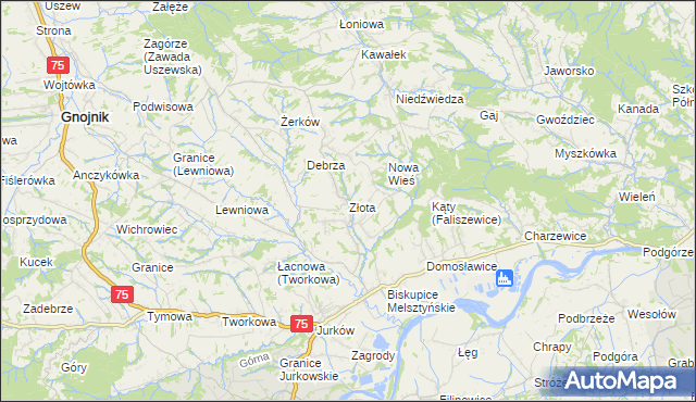 mapa Złota gmina Czchów, Złota gmina Czchów na mapie Targeo
