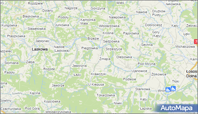 mapa Żmiąca, Żmiąca na mapie Targeo