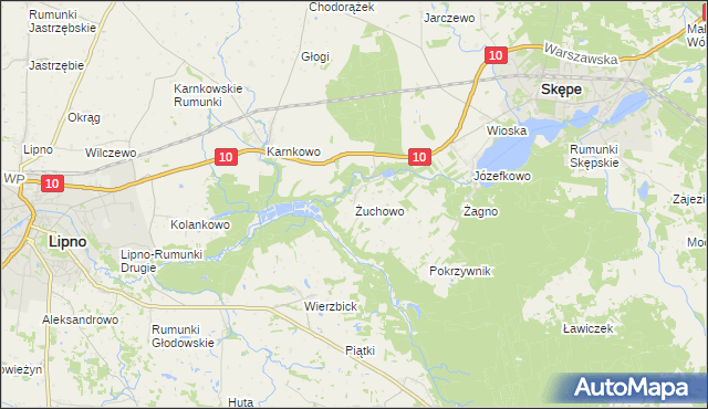 mapa Żuchowo, Żuchowo na mapie Targeo