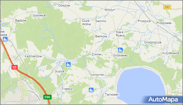 mapa Żuków gmina Polkowice, Żuków gmina Polkowice na mapie Targeo