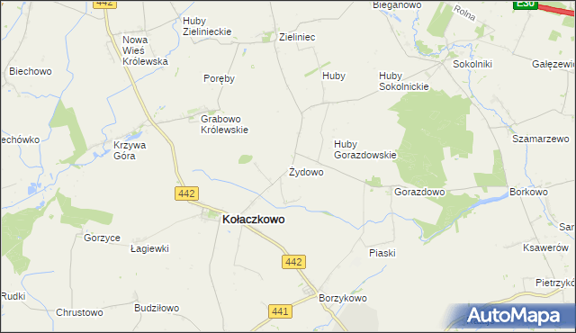 mapa Żydowo gmina Kołaczkowo, Żydowo gmina Kołaczkowo na mapie Targeo