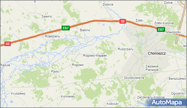 mapa Rogówek gmina Choroszcz, Rogówek gmina Choroszcz na mapie Targeo