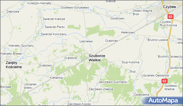 mapa Szulborze-Koty, Szulborze-Koty na mapie Targeo