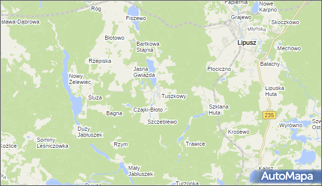 mapa Tuszkowy, Tuszkowy na mapie Targeo