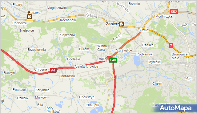 mapa Balice gmina Zabierzów, Balice gmina Zabierzów na mapie Targeo