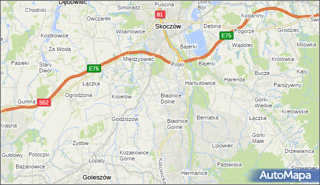 mapa Bładnice Dolne, Bładnice Dolne na mapie Targeo