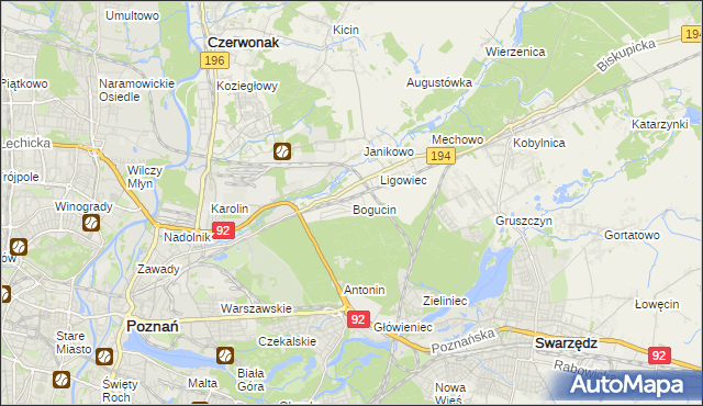 mapa Bogucin gmina Swarzędz, Bogucin gmina Swarzędz na mapie Targeo