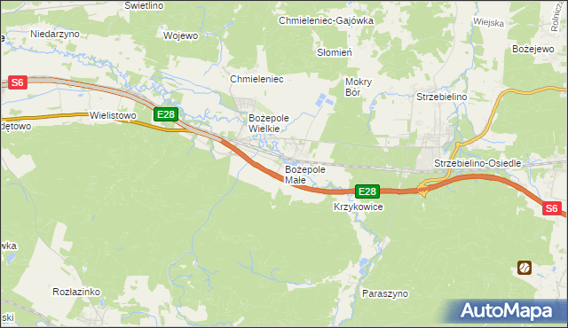 mapa Bożepole Małe, Bożepole Małe na mapie Targeo