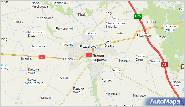 mapa Brześć Kujawski, Brześć Kujawski na mapie Targeo