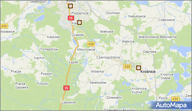 mapa Czarnogoździce, Czarnogoździce na mapie Targeo