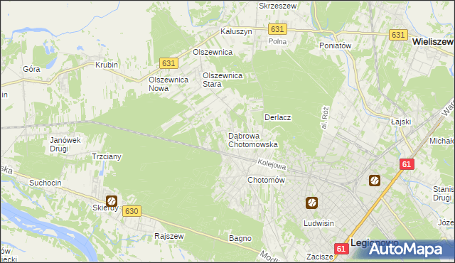 mapa Dąbrowa Chotomowska, Dąbrowa Chotomowska na mapie Targeo