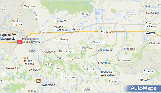 mapa Dąbrowa gmina Świlcza, Dąbrowa gmina Świlcza na mapie Targeo