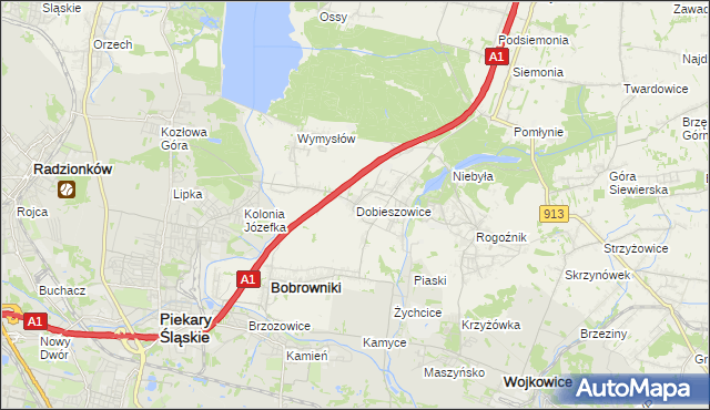 mapa Dobieszowice gmina Bobrowniki, Dobieszowice gmina Bobrowniki na mapie Targeo