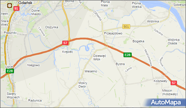 mapa Dziewięć Włók, Dziewięć Włók na mapie Targeo