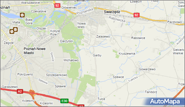 mapa Garby gmina Swarzędz, Garby gmina Swarzędz na mapie Targeo