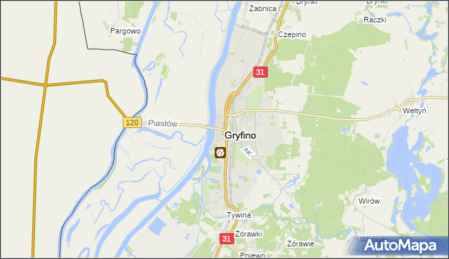 mapa Gryfino, Gryfino na mapie Targeo