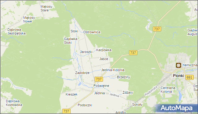 mapa Jaśce, Jaśce na mapie Targeo