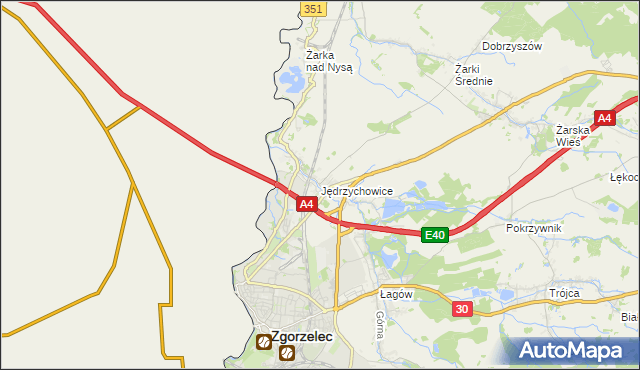 mapa Jędrzychowice gmina Zgorzelec, Jędrzychowice gmina Zgorzelec na mapie Targeo