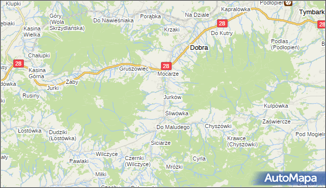 mapa Jurków gmina Dobra, Jurków gmina Dobra na mapie Targeo