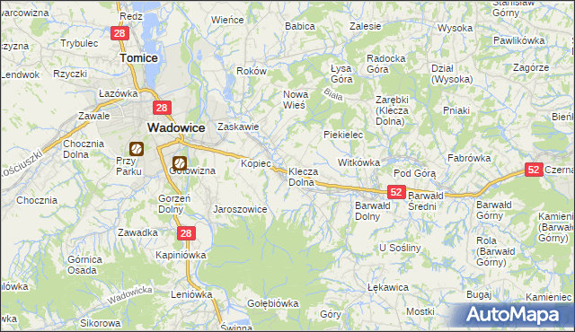 mapa Klecza Dolna, Klecza Dolna na mapie Targeo