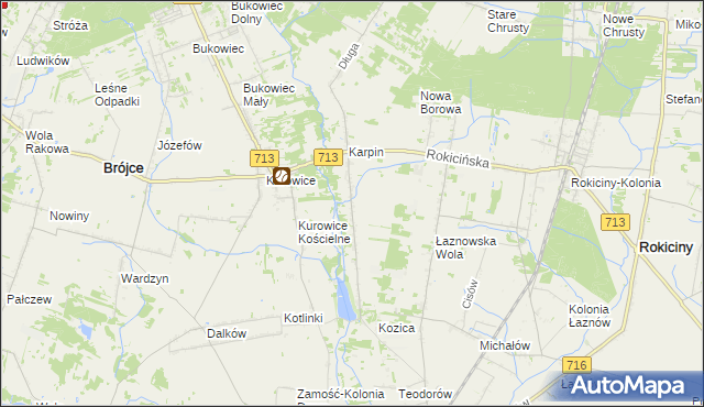 mapa Kotliny gmina Brójce, Kotliny gmina Brójce na mapie Targeo