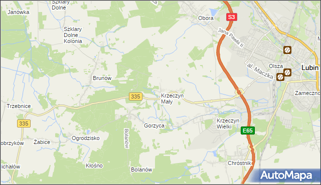 mapa Krzeczyn Mały, Krzeczyn Mały na mapie Targeo