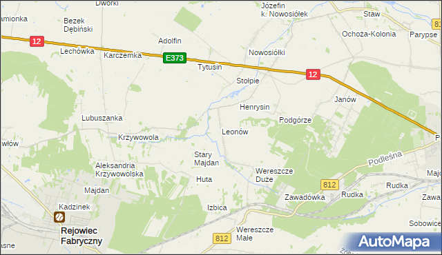 mapa Leonów gmina Rejowiec, Leonów gmina Rejowiec na mapie Targeo