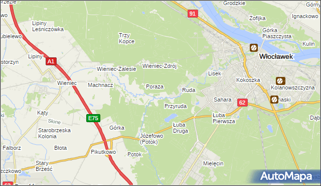 mapa Mazury gmina Brześć Kujawski, Mazury gmina Brześć Kujawski na mapie Targeo