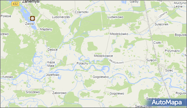 mapa Młodzikowice, Młodzikowice na mapie Targeo