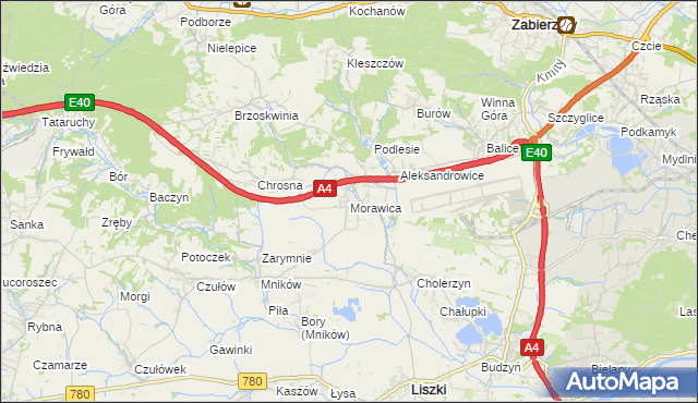 mapa Morawica gmina Liszki, Morawica gmina Liszki na mapie Targeo