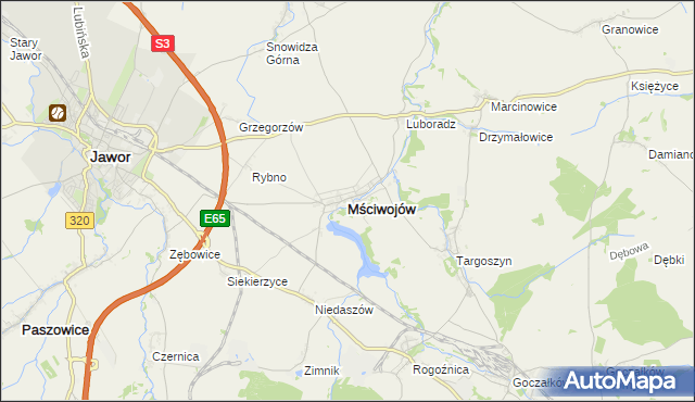 mapa Mściwojów, Mściwojów na mapie Targeo