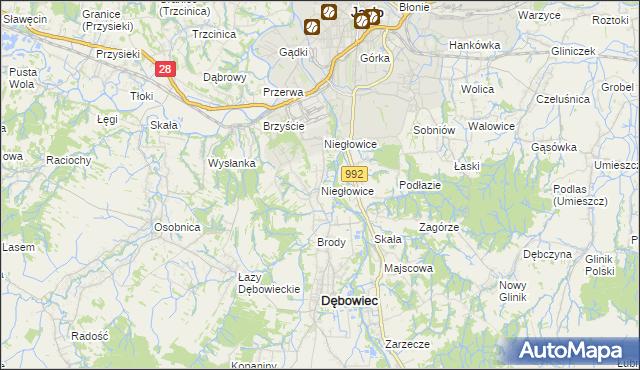 mapa Niegłowice, Niegłowice na mapie Targeo