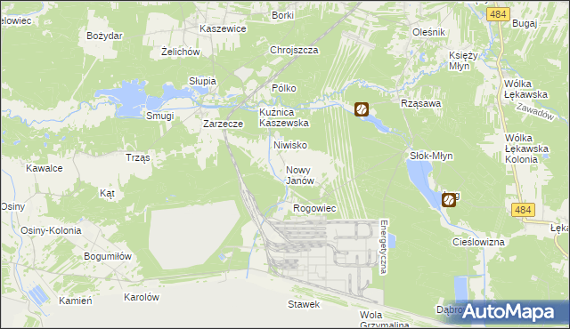 mapa Nowy Janów gmina Kluki, Nowy Janów gmina Kluki na mapie Targeo