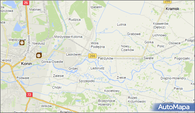 mapa Patrzyków gmina Kramsk, Patrzyków gmina Kramsk na mapie Targeo