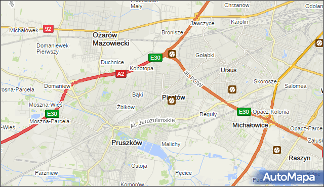 mapa Piastów powiat pruszkowski, Piastów powiat pruszkowski na mapie Targeo
