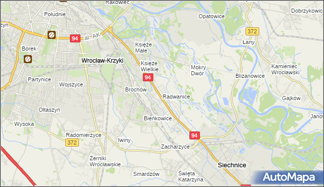 mapa Radwanice gmina Siechnice, Radwanice gmina Siechnice na mapie Targeo