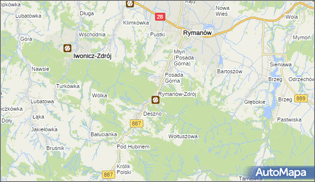 mapa Rymanów-Zdrój, Rymanów-Zdrój na mapie Targeo