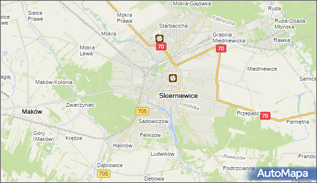 mapa Skierniewic, Skierniewice na mapie Targeo