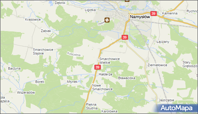 mapa Smarchowice Wielkie, Smarchowice Wielkie na mapie Targeo