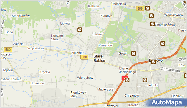 mapa Stare Babice, Stare Babice na mapie Targeo